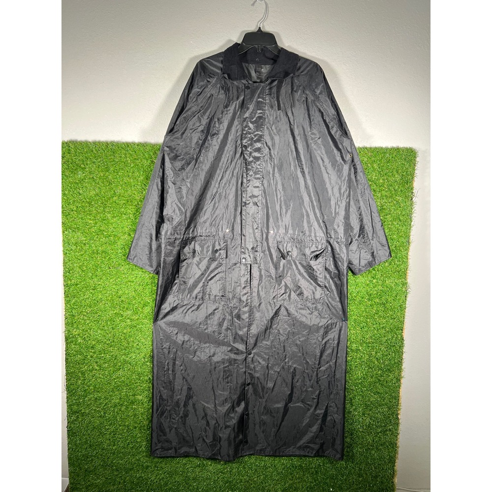 American Cowboy Saddle Slicker Southwestern Black Duster Rain Coat Mens Large